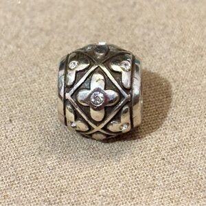 Brighton Alcazar silver bead Floral pattern with clear crystal accents Retired